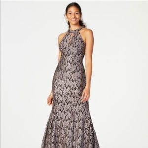 PROM/FORMAL Nightway Glitter-Lace Keyhole Gown